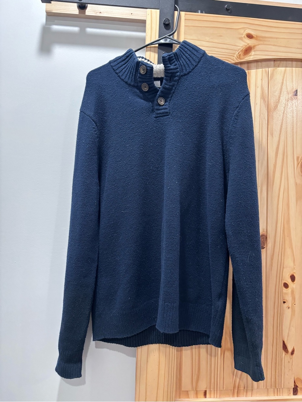 Old Navy Men's Navy Button-Up Mock Neck Sweater